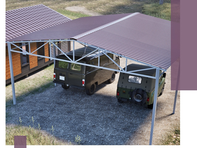 Двускатные навесы под ключ в Реутове — изготовление и монтаж